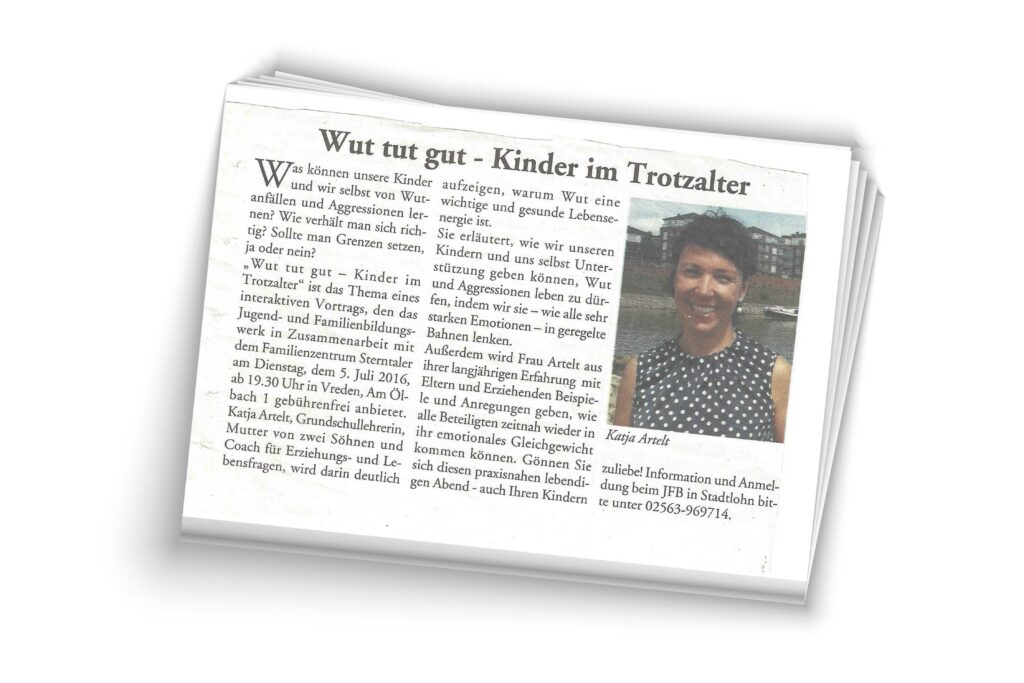 Katja Artelt, Zeitungsartikel Kinder im Trotzalter