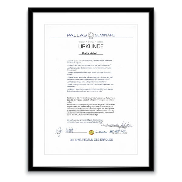 Katja Artelt, URkunde